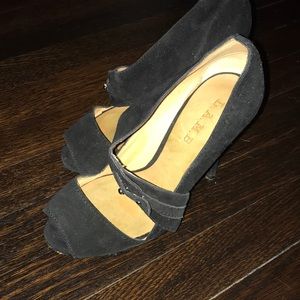 L.a.m.b. Stilettos 5.5 black suede used condition